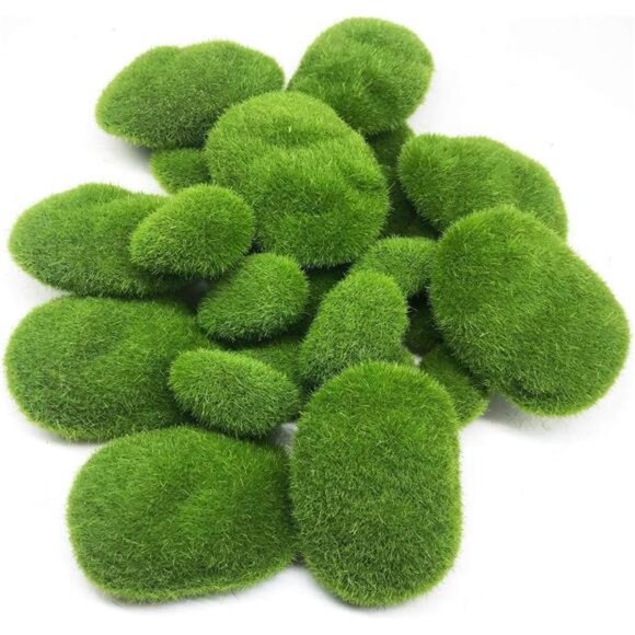 25 PCS 2 Size Artificial Moss Rocks Decorative,Green Moss Balls, Fake Moss Decor - Picture 1 of 8